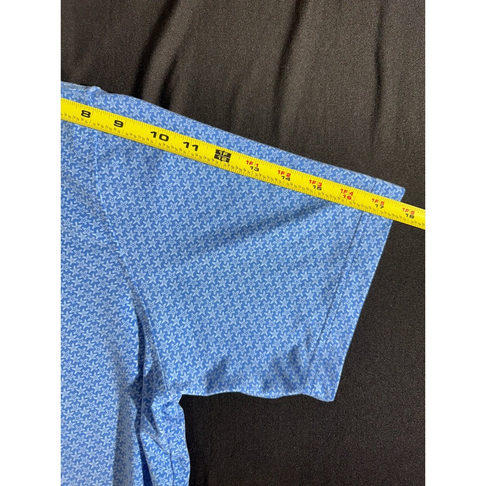 Peter Millar Seaside Performance Polo Shirt Mens Blue Star Print Size Large Golf - Picture 5 of 10